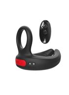 Черное эрекционное виброкольцо Cock Ring с пультом ДУ