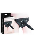 Черный вибрострапон 6.7 inch Strap-on Ripple Dildo Vibe - 21 см.