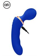 Синий двусторонний вибратор Charm (18 см)