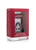 Зажимы на соски с красной цепочкой Ouch! - Adjustable Nipple Clamps