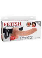 Телесный полый страпон с вибрацией Vibrating Hollow Strap-On with Balls (24 см)