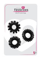 Набор из 3 черных эрекционных колец SET OF 3 COCKRINGS