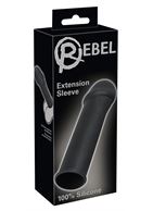 Чёрная удлиняющая насадка для пениса Rebel - 16 см.