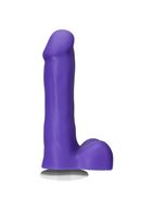 Фиолетовый фаллоимитатор на присоске Icon 6 Slim Dong with Balls - 16,51 см.