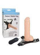 Телесный вибрострапон 7 Harness Realistic Dong - 17,5 см.