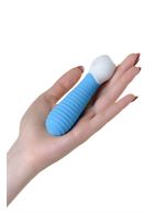 Голубой мини-вибратор MINI 2 с ребрами (11,8 см)