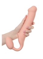 Телесный безремневой страпон Silicone Bendable Strap-On XL