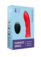 Красный женский страпон с вибрацией Vander Wireless Silicone Dong (14 см)