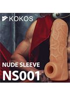 Телесная открытая насадка-реалистик с подхватом мошонки Nude Sleeve M (12 см)