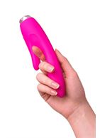 Розовый вибратор L'EROINA ERA с клиторальным стимулятором (18 см)