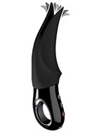 Чёрный вибратор Volta Black Line с раздвоенным кончиком (18,9 см)
