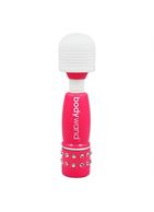 Розово-белый жезловый мини-вибратор с кристаллами Mini Massager Neon Edition