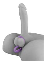 Фиолетовое эрекционное кольцо Ball Cinch with Anal Bead с анальной цепочкой