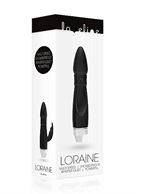 Чёрный вибратор Loraine со стимулятором клитора - 16,2 см.