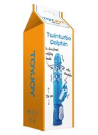 Голубой вибратор TWINTURBO DOLPHIN - 26 см.