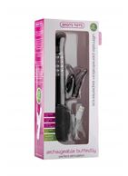 Чёрный перезаряжаемый вибратор Rechargeable Butterfly с клиторальной бабочкой - 22,8 см.