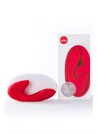 Красный вибратор Sense Vibe Warm с клиторальным отростком (16 см)