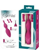 Ярко-розовый клиторальный вибратор с 3 насадками Spot Vibrator with 3 Tips (17,9 см)