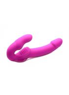 Розовый безремневой страпон с вибрацией Evoke Rechargeable Vibrating Strap On (24,7 см)
