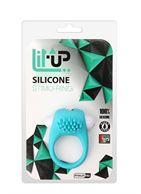 Голубое эрекционное кольцо с щеточкой LIT-UP SILICONE STIMU RING 5