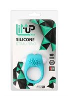 Голубое эрекционное кольцо с щеточкой LIT-UP SILICONE STIMU RING 5