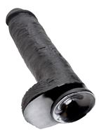 Черный фалоимитатор-гигант 11" Cock With Balls на присоске (28 см)