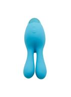 Голубой вибратор INDULGENCE Rechargeable Dream Bunny - 15 см.