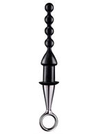 Чёрный анальный плаг-елочка ANAL BEAD WITH PLATED HANDLE