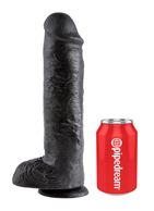 Черный фалоимитатор-гигант 11" Cock With Balls на присоске (28 см)