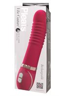 Розовый водонепроницаемый вибратор Pleats с рёбрышками - 22 см.