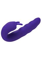 Фиолетовый вибратор Ribbed Dual Stimulator with Rolling Ball (17 см)