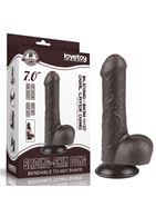 Коричневый фаллоимитатор 7" Sliding Skin Dual Layer Dong на присоске (18,3 см)