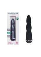 Черный вибратор WAVY WAND со стразами (14 см)