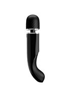 Черный мощный жезловый вибратор с изогнутой ручкой Charming Massager (24 см)