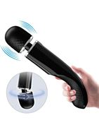 Черный мощный жезловый вибратор с изогнутой ручкой Charming Massager (24 см)