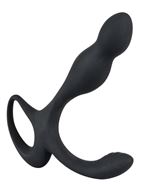 Черный силиконовый стимулятор простаты Plug with Perineum Stimulator