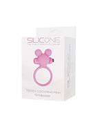 Розовое эрекционное виброкольцо TEDDY COCKRING SILICONE 