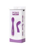 Фиолетовый вибратор Le Stelle - PERKS SERIES EX-1 с 2 сменными насадками