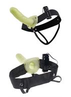 Флуоресцентный полый страпон унисекс с вибрацией For Him or Her Vibrating Hollow Strap-On (15 см)