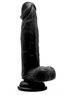 Чёрный фаллоимитатор Realistic Cock 8 With Scrotum - 20 см.