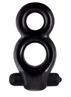 Чёрное эрекционное виброкольцо Men's Ring с подхватом мошонки