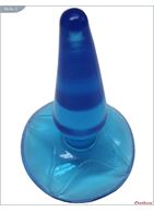 Голубая анальная пробка Butt Plug на присоске (11 см)