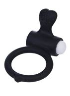 Чёрное виброкольцо для пениса Power Heart Clit Cockring