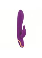 Фиолетовый вибратор с клиторальным стимулятором Entice Isabella - 21,6 см.