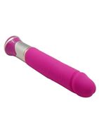 Ярко-розовый перезаряжаемый вибратор ECSTASY Deluxe Greedy Dong (19,5 см)