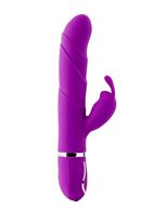 Фиолетовый вибратор кролик FLORAL FANTASY с ушками (22 см)