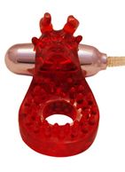 Красное эрекционное кольцо со съемным виброэлементом Bulls Eye Ring