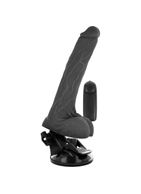 Черный вибратор на мощной присоске Basecock Realistic Vibrator (20 см)