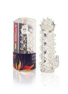Закрытая прозрачная насадка Crystal sleeve с усиками и пупырышками - 13,5 см.