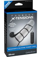 Чёрная вибронасадка Beginners Silicone Power Cage - 12 см. 